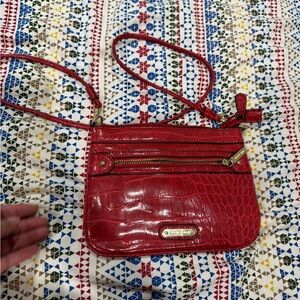Red Crocodile Embossed Crossbody Bag
